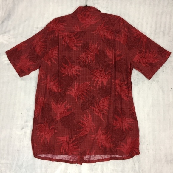 Batik Bay XLT Hawaiian Shirt Red Palm Leaves 100% Rayon - Picture 2 of 8